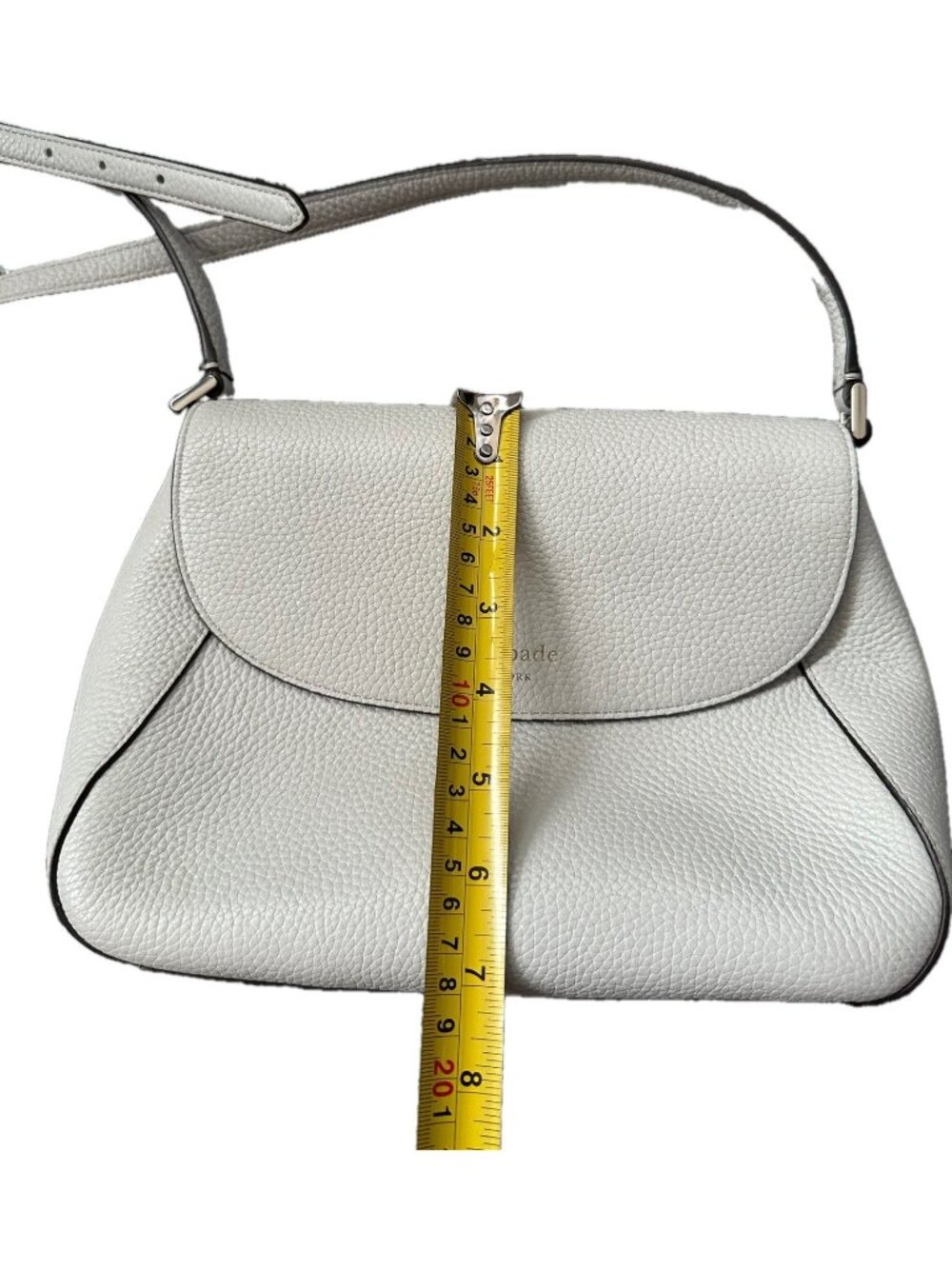 New Kate Spade Monica Flap Crossbody Purse Leather Medium Ivory White - Picture 12 of 13